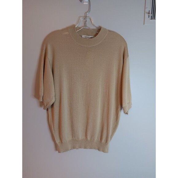 New Pronto Uomo Mens Silk Blend Soft Knit Pullover Sz Small Tan Mock Neck - Picture 1 of 6